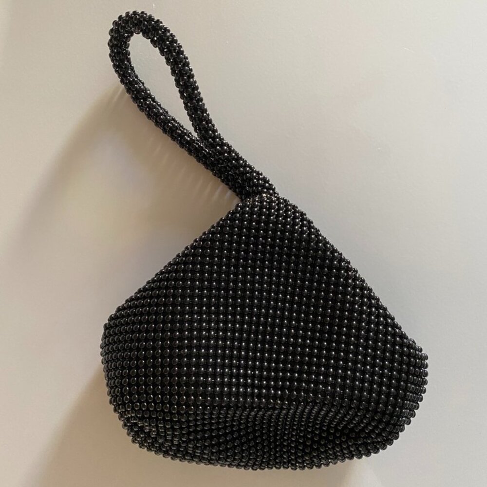 BLACK BEADED EVENING BAG